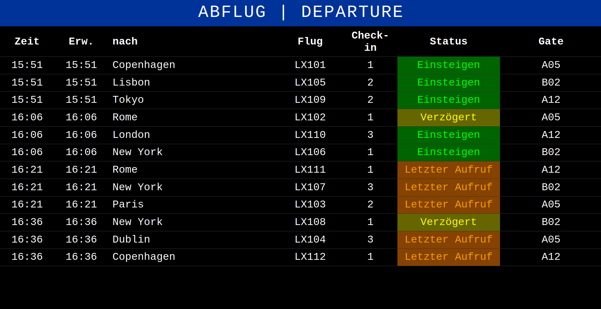 Flug Informationssystem als Webapp